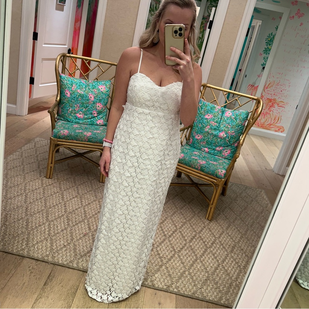 Lilly Pulitzer White Strapless Lace Dress